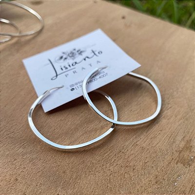 Brinco Argola Ondulada Fio Quadrado - Prata 925