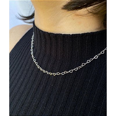 Corrente Elos de Corações - Prata 925