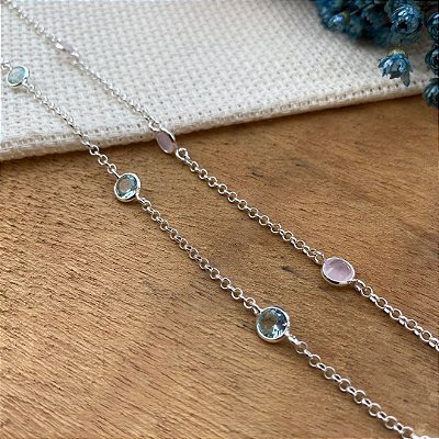 Pulseira Elo Português com Zircônia - Prata 925