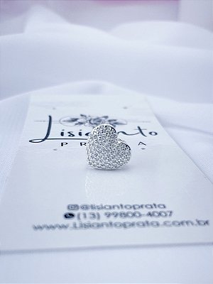 Pingente Coração Cravejado de Micro Zircônias - Prata 925