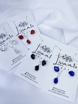 Conjunto Zircônia Gota - Prata 925