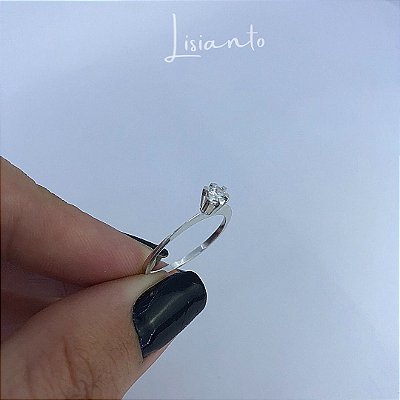 Anel Solitário Zircônia Redonda - Prata 925