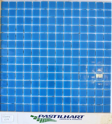 PASTILHA DE VIDRO 2X2 RESINADA AZUL MÉDIO CANDY 619