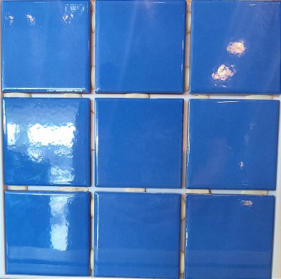 PASTILHA 10X10 CM AZUL ROYAL BRILHANTE TELADA PLACA 30,7 X 30,7CM