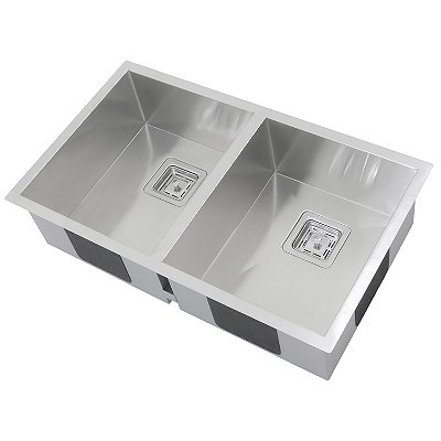 Cuba Pia de Cozinha Dupla Inox Lux 710 71×40 Aço Escovado