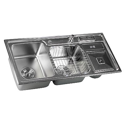 Cuba Pia de Cozinha Dupla Inox Noronha 75×40 Aço Escovado