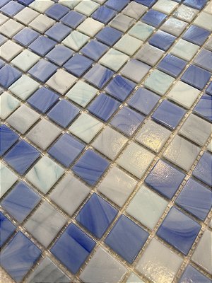 PASTILHA DE VIDRO 2X2 TONS DE AZUIS BORA BORA PVM008