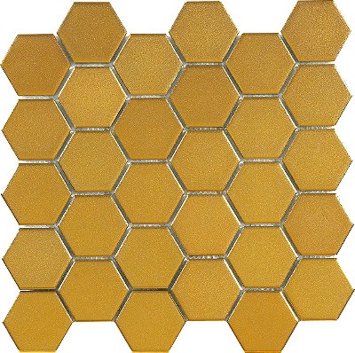 PASTILHA DE PORCELANA HEXAGONAL SIXTIES GOLD AC 5X5CM