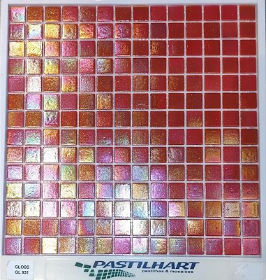 PASTILHA  DE VIDRO EFEITO PEROLIZADO LINHA GLOSS VERMELHO GL931 2X2CM