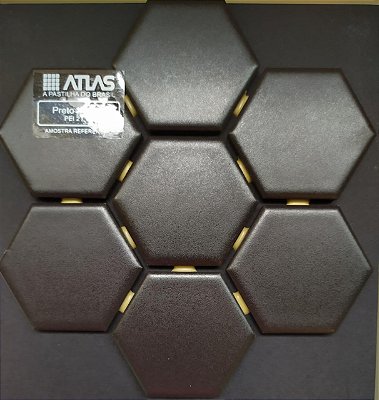 PASTILHA DE PORCELANA ATLAS HEXAGONAL5 PRETO M4337 ACETINADO 30X29CM