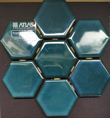 PASTILHA DE PORCELANA ATLAS HEXAGONAL5 VERDE ANGUILLA SG15399 BRILHANTE