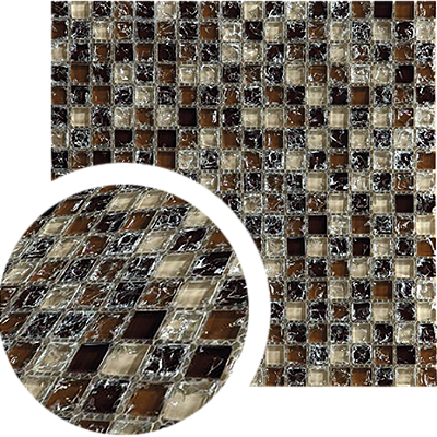 PASTILHA DECORATIVA CRISTAL CRAQUELADA MARROM 1,5X1,5 CM MARROM E BEGE