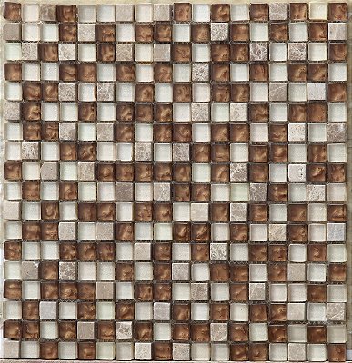 PASTILHA DECORATIVA VIDRO PEDRA FINLÂNDIA 1,5X1,5 CM  BEGE E MARROM