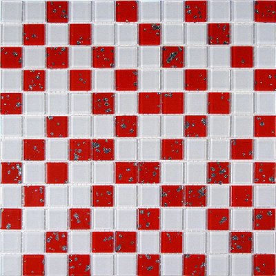 PASTILHA DE VIDRO MIX CRISTAL GLASS BRANCO E VERMELHO GLITTER CG10/CG18 2,3X2,3