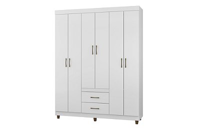 Guarda Roupa Solteiro 6 Portas 2 Gavetas Branco 2262 Araplac Branco