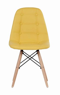Cadeira Dkr Charles Eames Estofada Botonê - Amarela