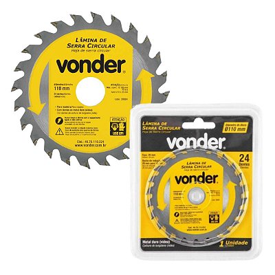Lâmina De Serra Circular Vonder 110X20mm Com 24 Dentes Metal Duro Vídea Excelente Qualidade Original