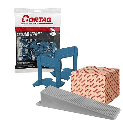 ESPAÇADOR NIVELADOR 1,0MM ECO (AZUL) PACOTE COM 50 UNIDADES + CUNHA NIVELAMENTO ECO GRANEL 500 PEÇAS