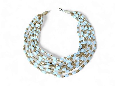 Colar pedra Olho de gato com madeira