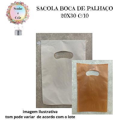 SACOLA PLÁSTICA  BOCA DE PALHAÇO C/10 20X30CM