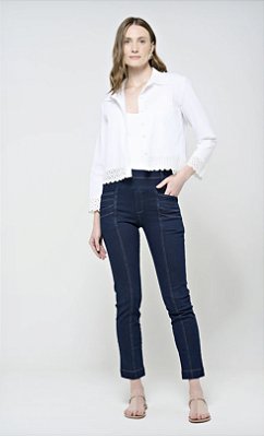 Calça Júlia Skinny em Malha Denim