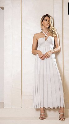 Vestido Longuete Tricô Lurex off White