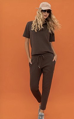 Calça Jogger com bolsos e caneleta Lua