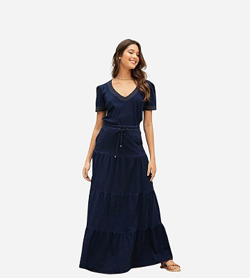 Saia Longa Jeans Três Marias