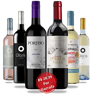 Kit 6 Vinhos Suaves