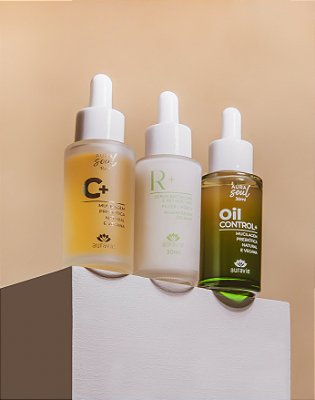 Kit com 3 Seruns Faciais: Oil Control, Vitamina C e Retinol-like