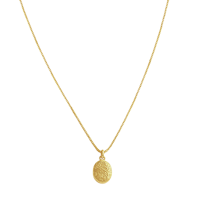 COLAR RELICARIO OVAL MINI FLORIDO 15X10MM BANHADO A OURO 18K