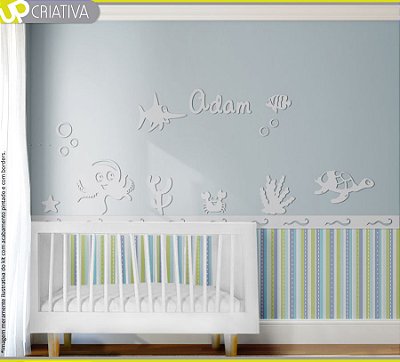 Painel decorativo para quarto de bebê - Fundo do mar MDF