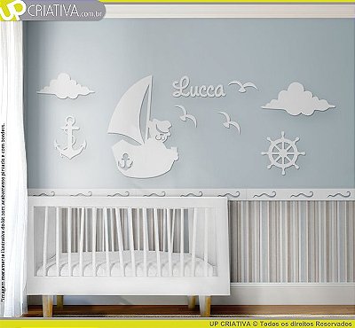 Painel decorativo para quarto de bebê - Tema Urso Marinheiro MDF 