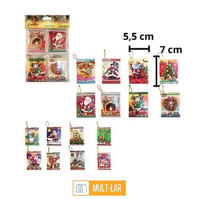 ENFEITE DE NATAL CARTÃO 7 CM X 5,5 CM