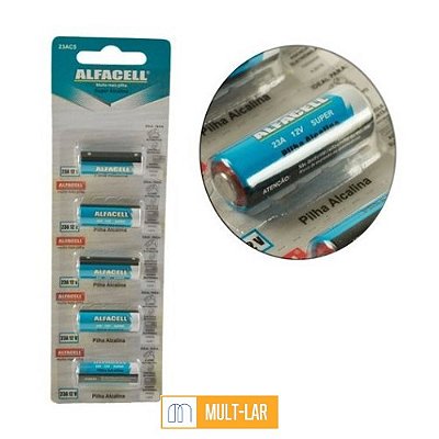 PILHA BATERIA 23A 12V CARTELA COM 5 UNIDADES