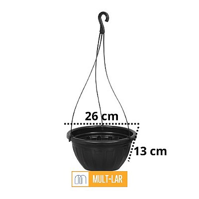 VASO REDONDO FLORENÇA 4 LITROS PRETO COM ALÇA 9552