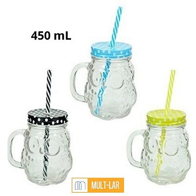 CANECA DE VIDRO COM CANUDO EL5263