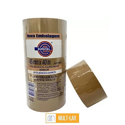 FITA CREPE ADESIVA MARROM 40 METROS TUBO COM 4 ROLOS