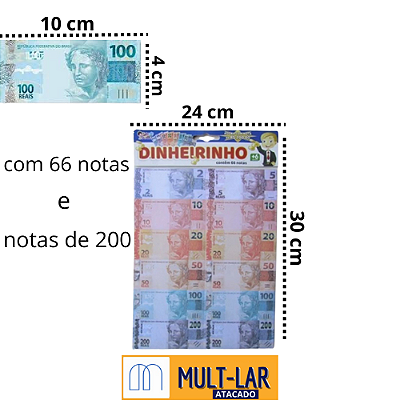 DINHEIRINHO CARTELA COM 66 UNIDADES 0806