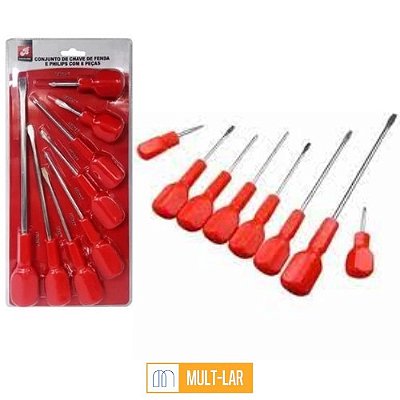 JOGO CHAVE FENDA E PHILIPS COM 8 PEÇAS BAR-58454-9