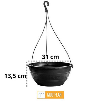 VASO REDONDO 6,6 LITROS COM ALÇA PRETO 0138