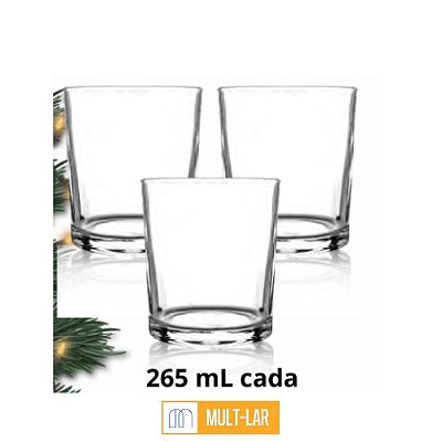 COPO DE VIDRO LISBOA 265 ML JOGO COM 3 UNIDADES H146