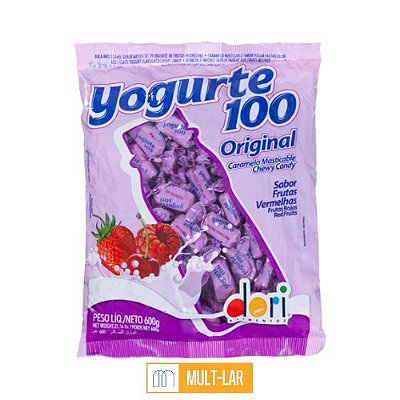 BALA MASTIGÁVEL SABOR IOGURTE DE FRUTAS VERMELHAS PACOTE COM 600 GRAMAS