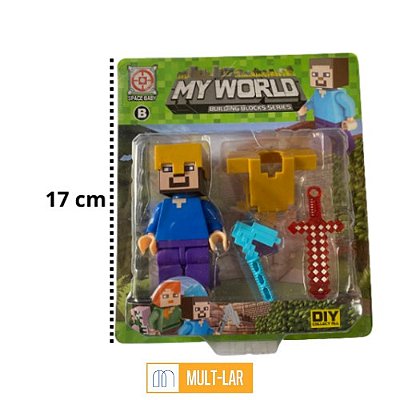 BONECO MINECRAFT CARTELA COM 6 BONECOS 15200 - Mult-Lar