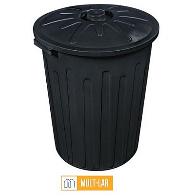 LIXEIRA CESTO FECHADO COM TAMPA 65 LITROS PRETA CF65PT