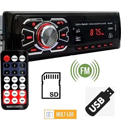 RÁDIO SOM AUTOMOTIVO PARA CARRO CRS-CAR6680