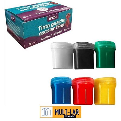 TINTA GUACHE 15ML ESCOLAR COM 6 CORES