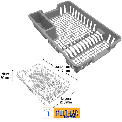 ESCORREDOR PLASTICO DE LOUÇA CINZA 25646