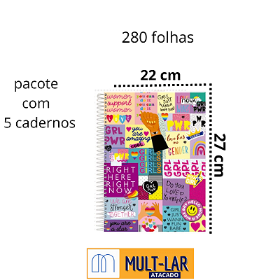 CADERNO ESPIRAL FEM. 20 MAT. 280 FLS PCT C/ 2