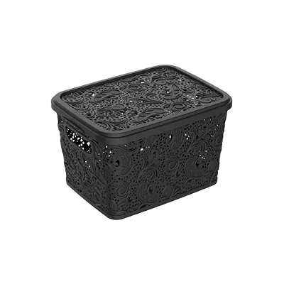 CESTO ORG. 5,5L R. FLORAL PRETO 0604